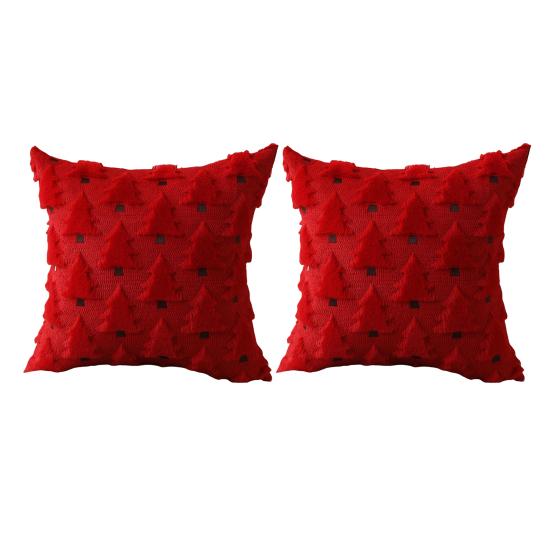 

2 шт. Наволочки для декоративных подушек с рисунком рождественской елки, мягкие плюшевые рождественские наволочки, моющиеся декоративные наволочки для дивана-кровати C красный