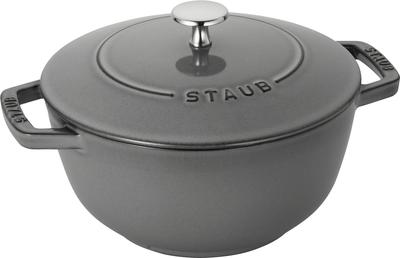Gray L Two Hand Cast Enamel Pot Rice Cooker 3 Cups IH Compatible Japanese "Wanabe 20cm" [Authorized Product] Wa-NABE 40501-010