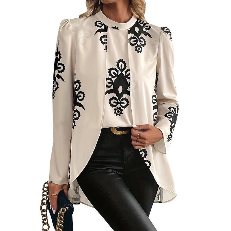 Damenbekleidung, Herbst und Winter, Langarmshirt, Neuer Stil, Elegantes Oberteil, Arbeitsplatz Damenbekleidung, Herbst Neuer Stil, Langarm-Oberteil