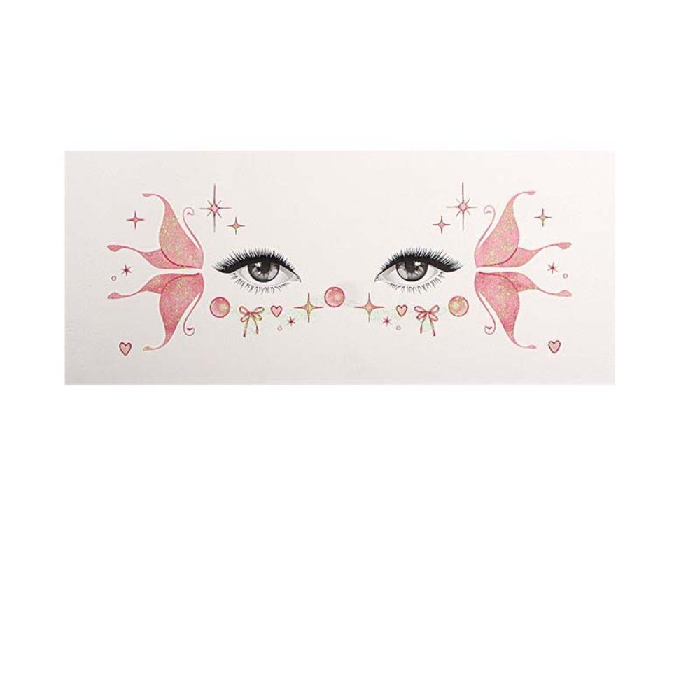 Star Heart Glitter Butterfly Face Tattoo Realistic Face Temporary Tattoo Dance Performances