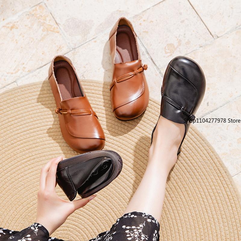 Fashion 2025 Pu Leather New Women's Flat Shoes Soft and Comfortable Walking Light Non-slip Loafers Fashion Women's Leather Shoes