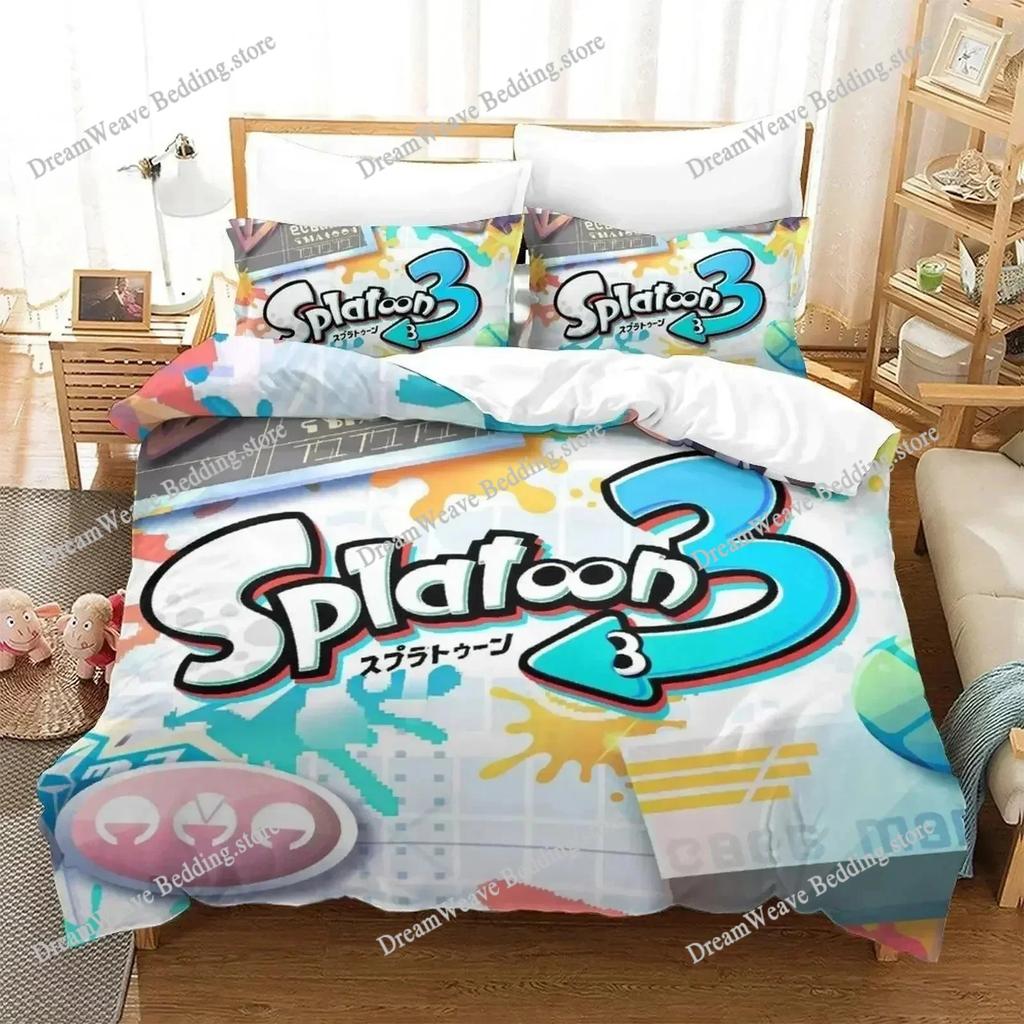New Splatoon 3 Bedding Set Single Twin Full Queen King Size Bed Set Adult Kid Bedroom Duvet Cover Sets 3D Print Game Anime
