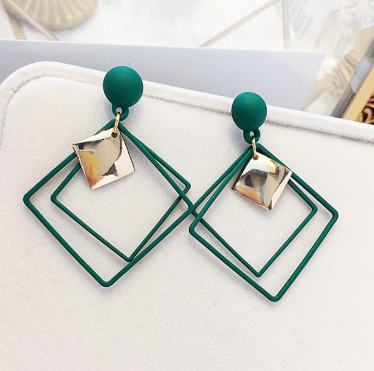 Trendy Rhombus Alloy Earrings: Stylish, Creative Accessories for Fashionable Individuals