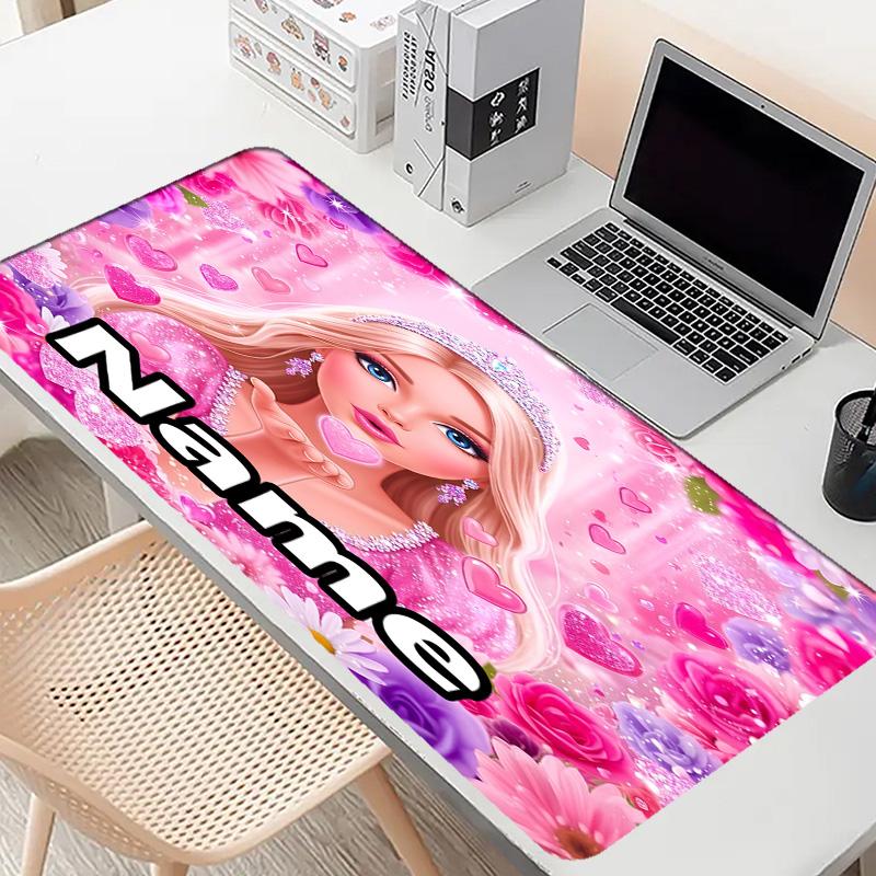 Custom Name Personalized Barbie Pattern Mousepad, Laptop PC Desk Mat, Decorative Desk Mat for Home Keyboard Pad Gift