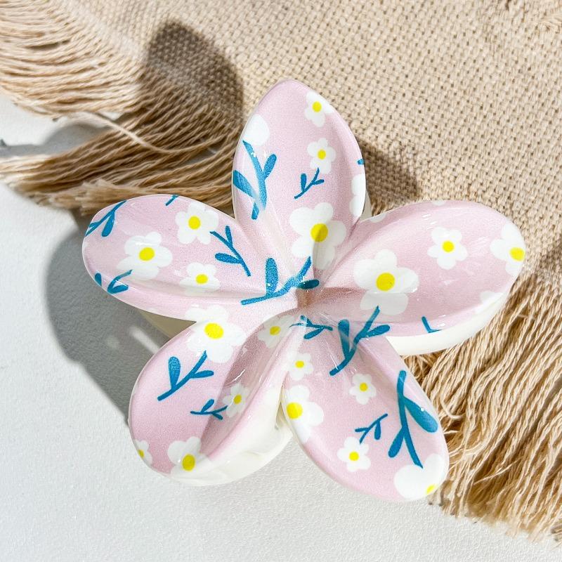 Uv-printed Frangipani HairpinFemale Seaside Vacation Back of The Head HairpinShark Clip