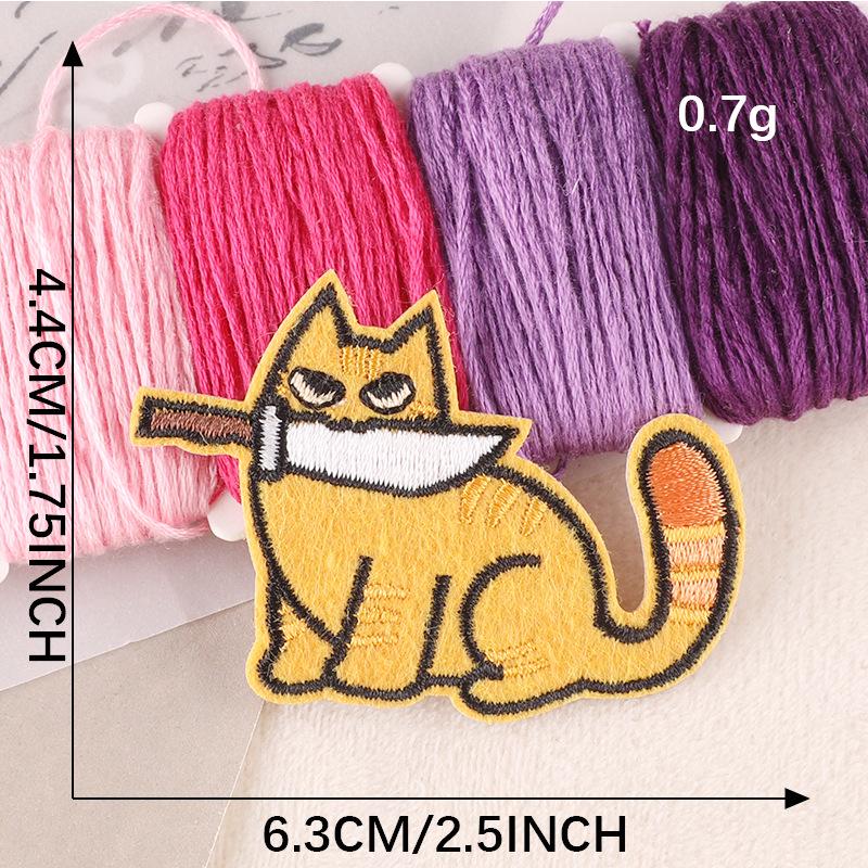 Aufnäher zum Aufbügeln mit Cartoon-Katze-Stickerei: Abzeichen für Kleidungszubehör
