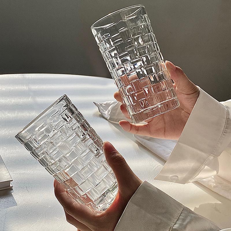 410ml Lemon Water Long Island Iced Tea Mugs Transparent 2pcs Set Diamond Relief Luxury Cocktail Cup European Style Wine Glass