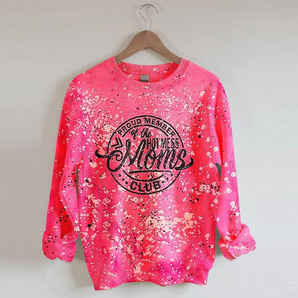 Women's Fashion Long Sleeve O Neck Lettered Printed Casual Sweater Top