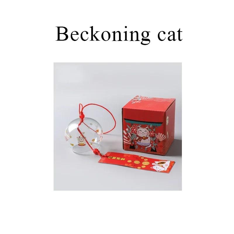 New Japanese Wind Chimes Handmade Glass Home Decoration Pendant Good Luck Wind Chimes Cartoon Cat Sakura Garden Window Bell Gift