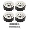 4PCS RC Wheel Rim Set Zinc Alloy Steel Universal 1.9 Inch 10 Rims RC Crawler Car Wheel Hub for Axial SCX10 II III White