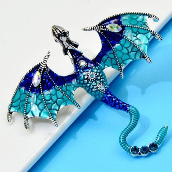 Winged Dragon Brooch Retro Colorful Dragon Brooch Pin Decorative Alloy Lapel Pin Clothes Accessory for Backpack Hats Jackets Decoration