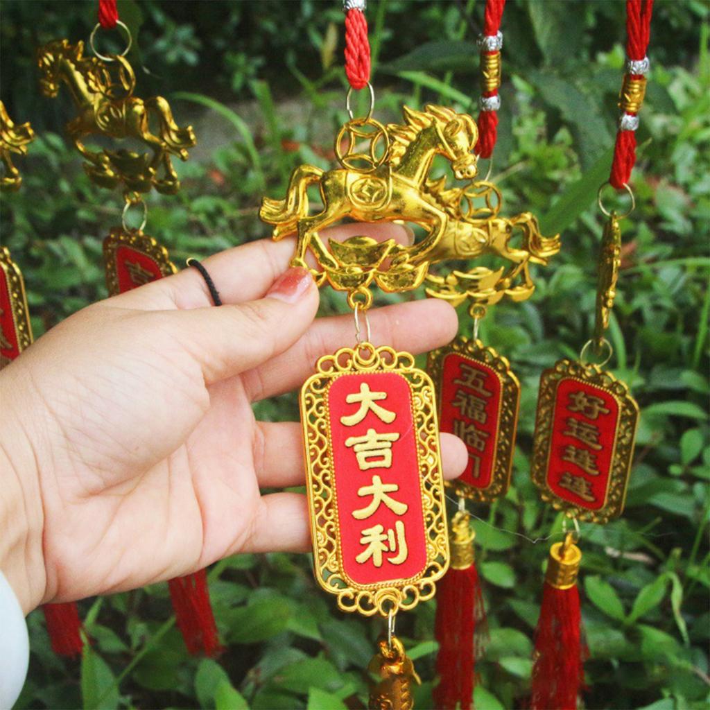2026 Year of Horse Hanging Ornament Mini Flat Horse with Welcome Spring for Housewarming & CNY Decor