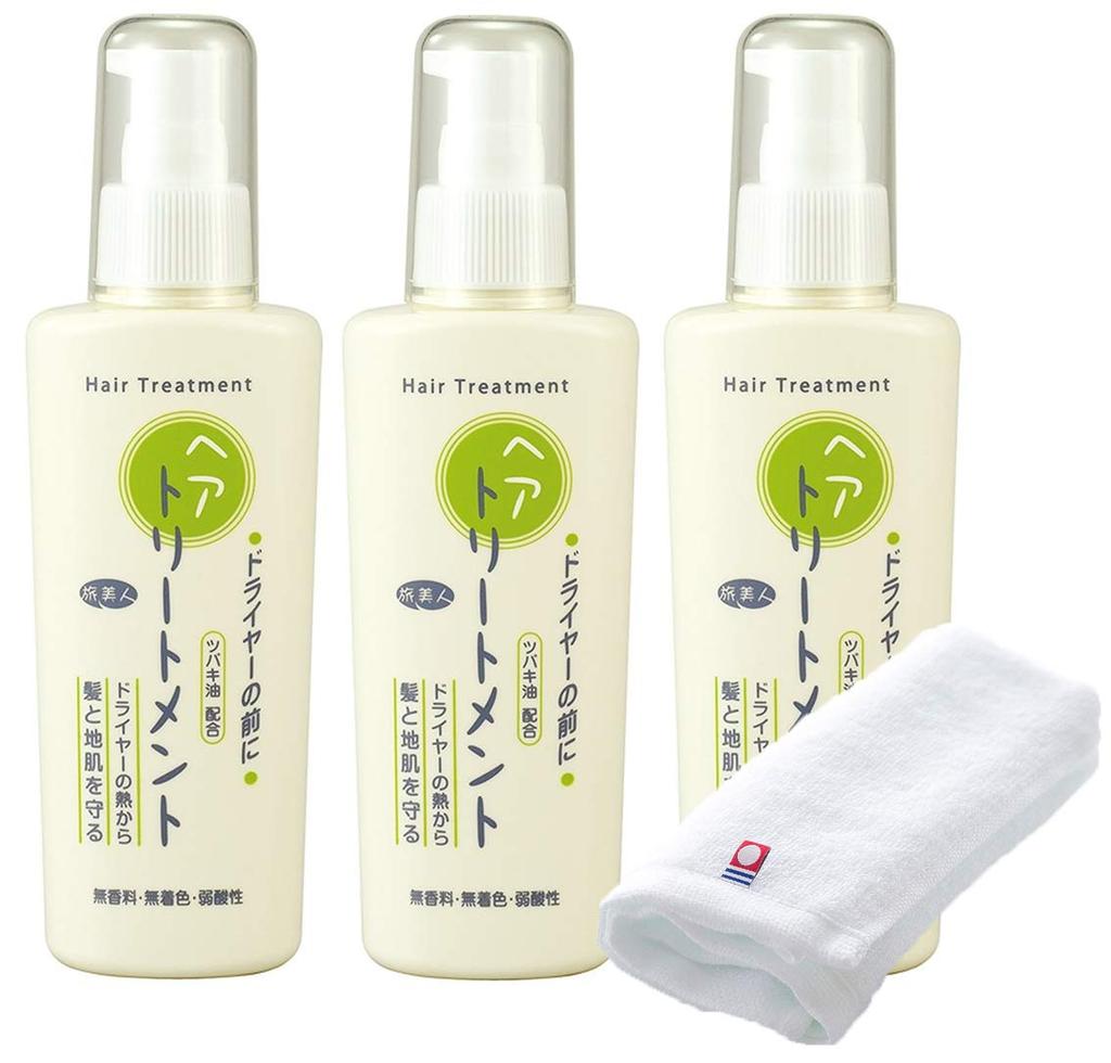 Azuma Shoji Imabari Towel At the Same Hair Treatment Before the Hair Dryer Set of 3 Treatment Tabibijin Treatment Contains Camellia Oil [Includes