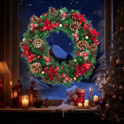 Vánoční věnec Samolepky na okno Elektrostatické samolepky na okno Vzor věnce Skleněná samolepka pro domácí obchod Vánoční dekorace