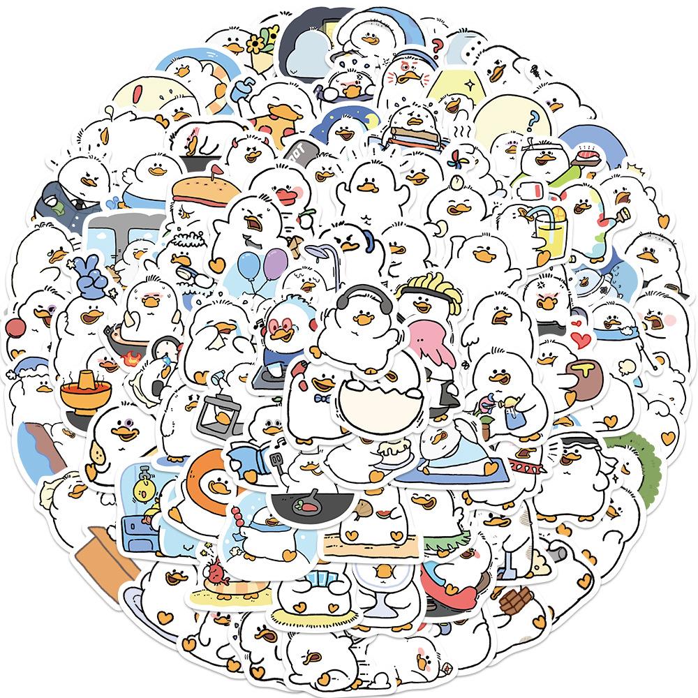 100 Pictures of Xiao Zhang Cute Fat Duck Graffiti Stickers Decorate Suitcase Notebook Waterproof Stickers
