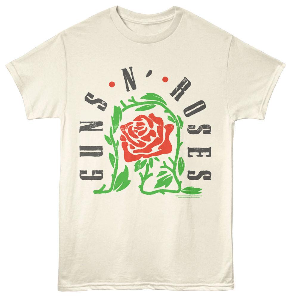 Guns N Roses Logo Thorned Rose Men T Shirt Rock Music Merch S