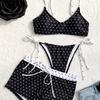 Set Bikini Două Piese cu Imprimeu Buline și Pantaloncini Set Trei Piese Elegant Modest