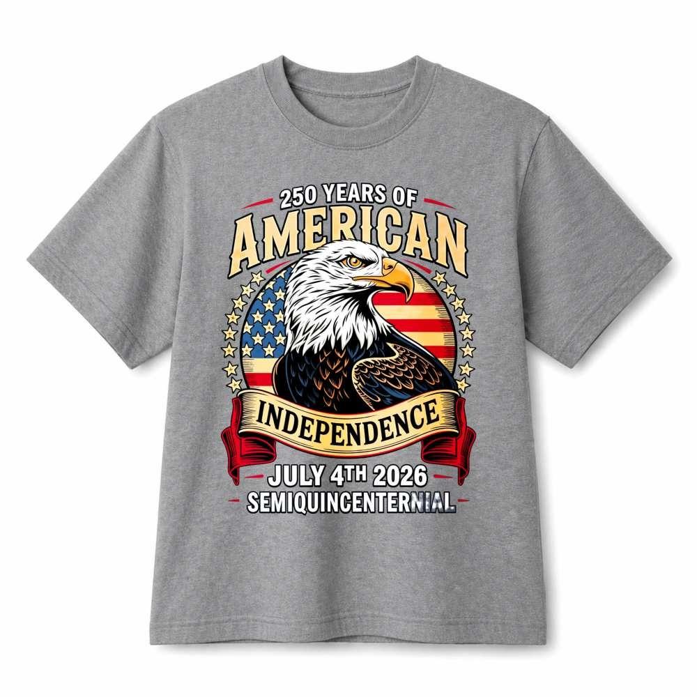 250 Years Of American Independence Eagle July 4th Retro Cotton T-Shirt Unisex