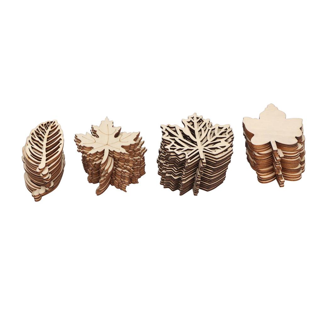 80pcs Wooden Hollow Leaf Christmas Hanging Pendants Smooth Cutting Composite Wood Hollow Out Leaf Piece For Decoration