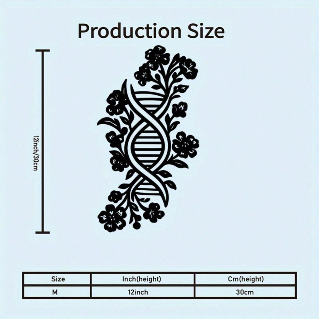 Metal Wall Art Black Floral DNA Helix Decor Home Office Lab Scientific Gift