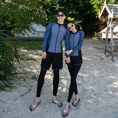 Conjunto de Baño Unisex de Manga Larga con Bloques de Color: Buceo, Surf, Playa