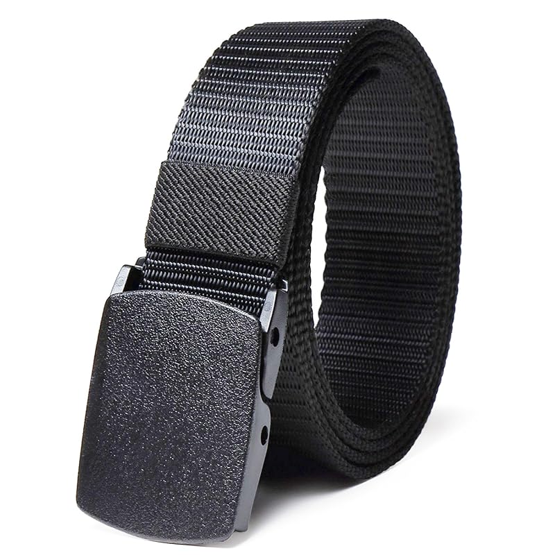 (STABILIST) Nylon Belt for Men, One Size Fits All, Military Style, Waist, Sports, Buckle, Self-Defense Forces, Lightweight, Black