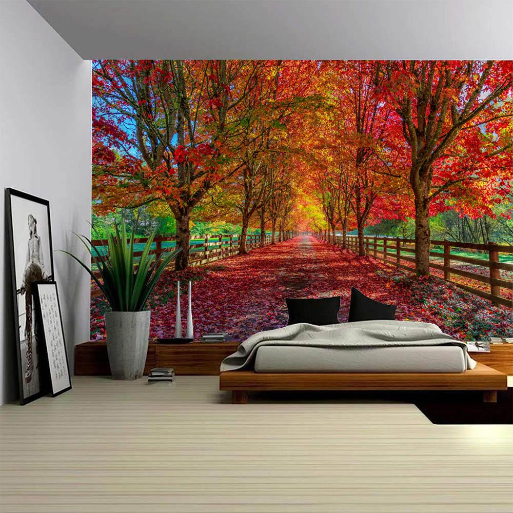 Natürliche Waldlandschaft Wandteppich Wandbehang Gartenszene Haus Wohnzimmer Schlafzimmer Wohnheim Dekoration Hintergrundtuch
