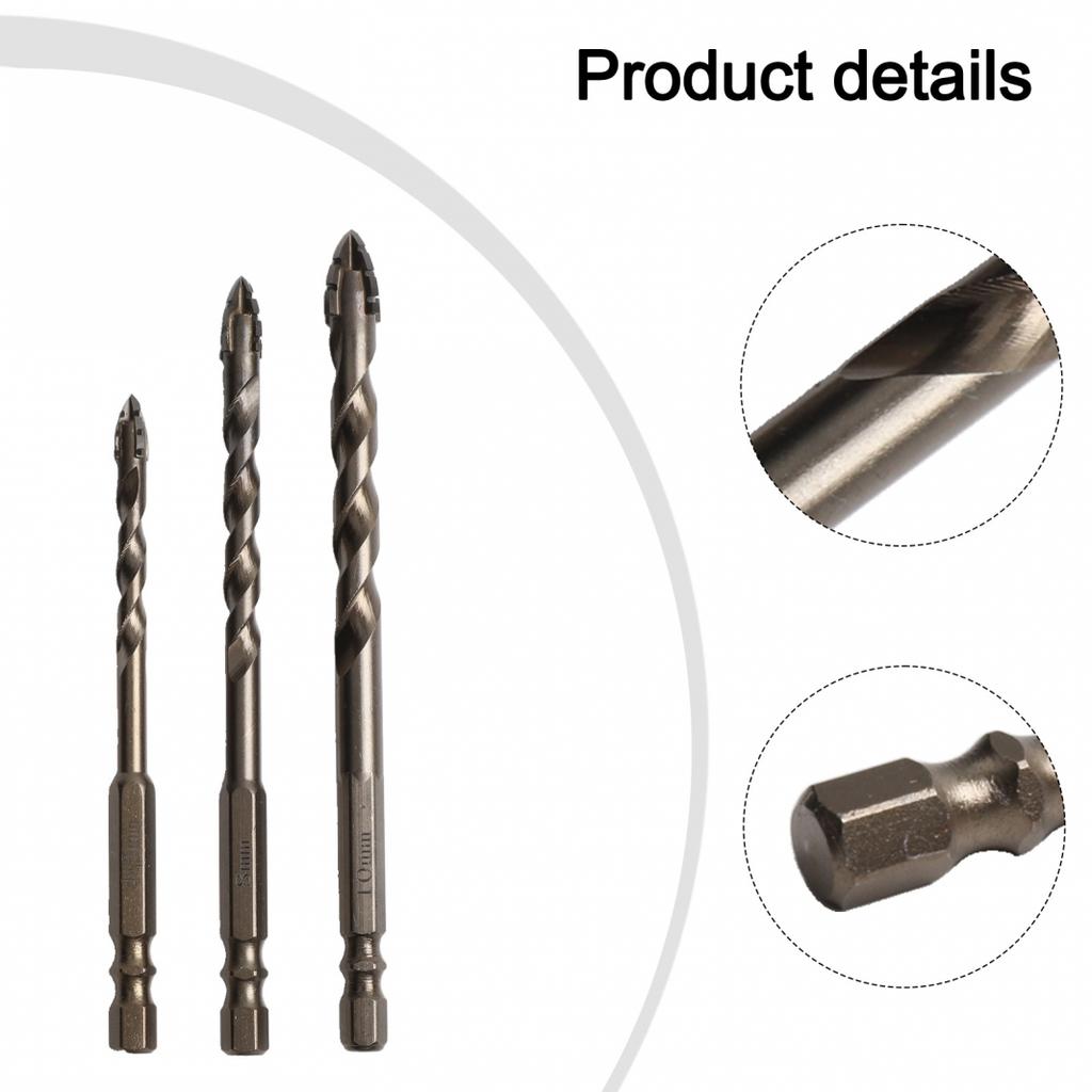3pcs Precision Drill Bits Set Designed for Glass and Ceramic Tiles