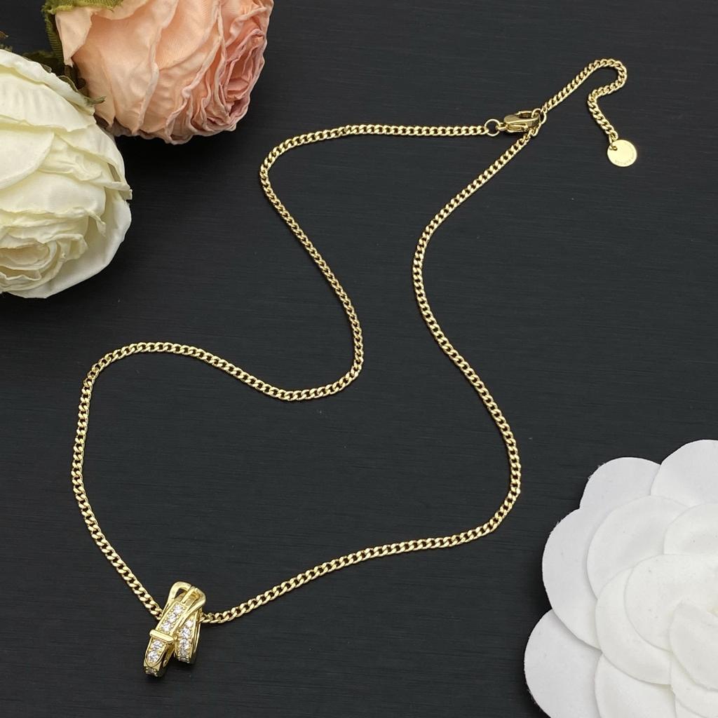 Women's Necklace, Gold Silver Rose Gold Pendant, Cubic Zirconia Brass Chain, Dainty Layering Necklace for Women