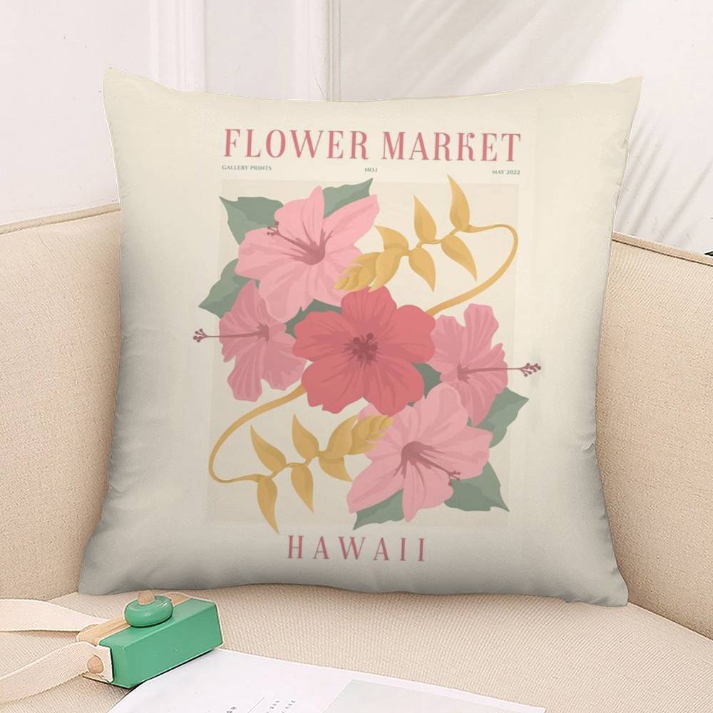 Classic Flower Market Pillow Case Plush Fabric Soft Double Sided Print Sofa Cushion Cover Throw Pillow Covers