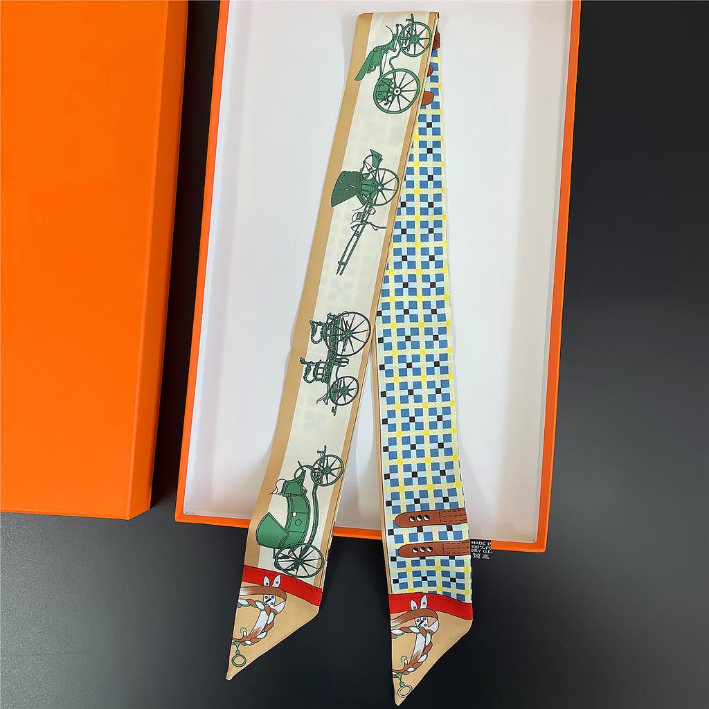 Double Colored Paisley Twill Silk Scarf New Brand Design Luxury Scarf Women Foulard Skinny Bag Scarves Neckerchief Hair Headband