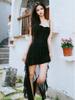Sensual Low-Cut Tassel Camisole Dress: Flattering Fit, Elegant Waist, Evening Chic.