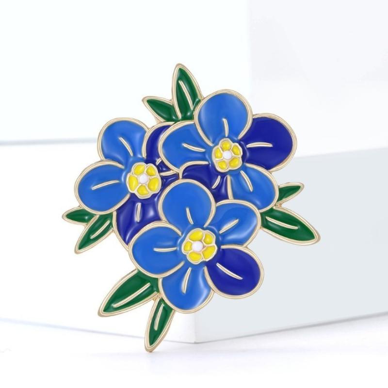 Mode High-End 3-Blatt-Blumenbroschen für Damen Unisex Emaille Pflanzen Pins Büro Party Schmuck Zubehör Freund Geschenke