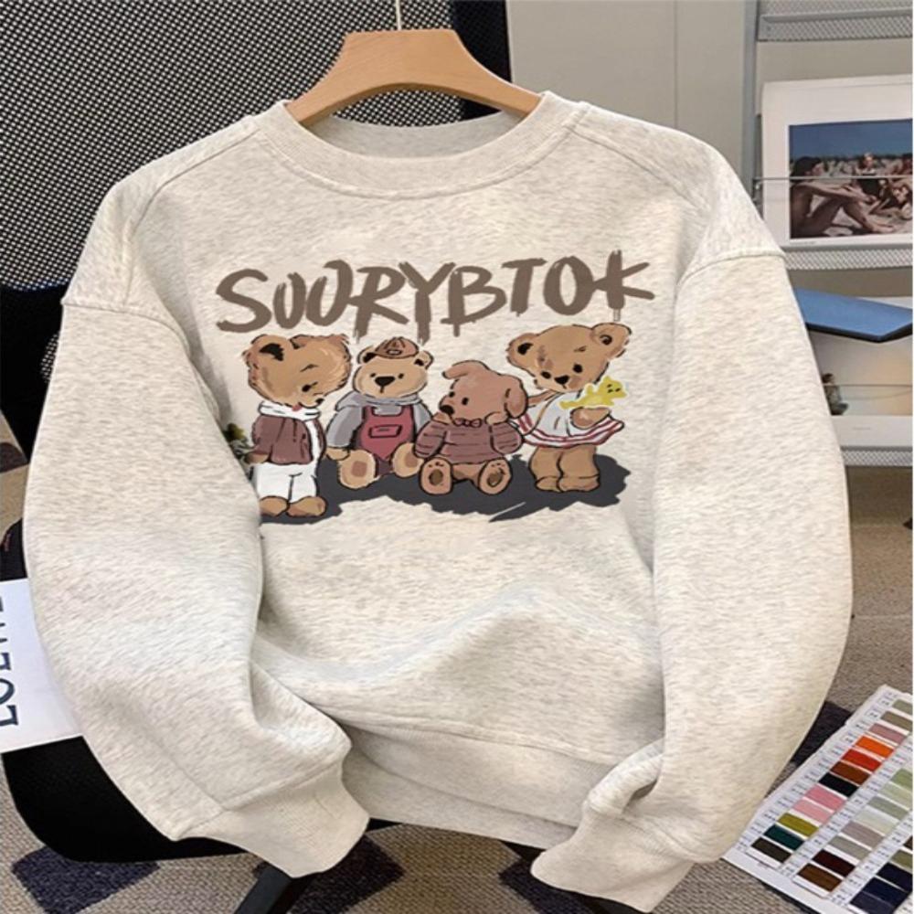 Thick Fleece Crew-neck Pullover Women's Fall/winter Loose Long-sleeved Top