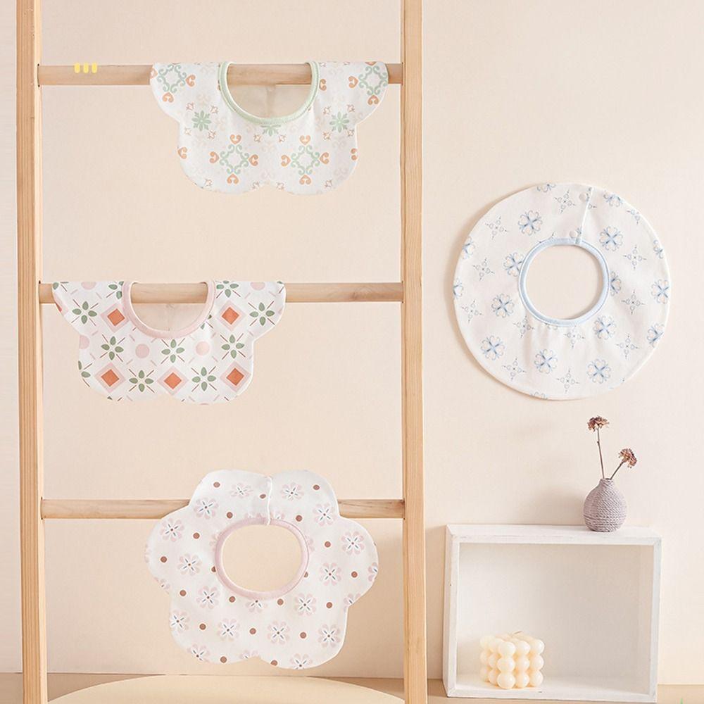 

Flower Shape Baby Cotton Bibs Round Neck Saliva Towel Cloths Soft Baby Drooling Bibs Infant Style 1