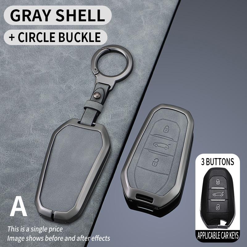 High-End Metal Protective Shell for Peugeot 307/308/408 Key Cover - Full Coverage with Buckle