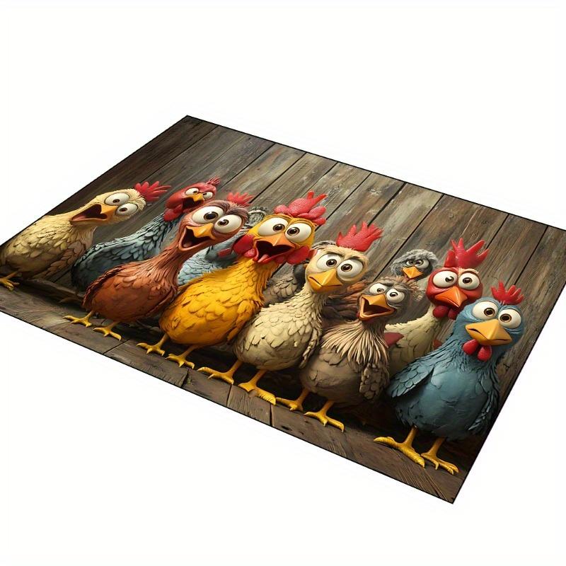 1Pcs Anti Fatigue Kitchen Rugs, Cartoon Chicken Print Waterproof Non-Slip Thick Cushioned Kitchen Mat Heavy Duty Comfort Standing Mat for Kitchen