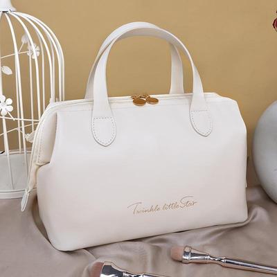 Elegant Large Capacity French PU Handbag: High-End Portable Cosmetic Storage