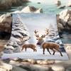Winter Wonderland Hert Knusse Fleece Deken - Zacht Sneeuwachtig Bosontwerp met Schattige Bruine Herten met Grijze Sjaals - Perfect vo