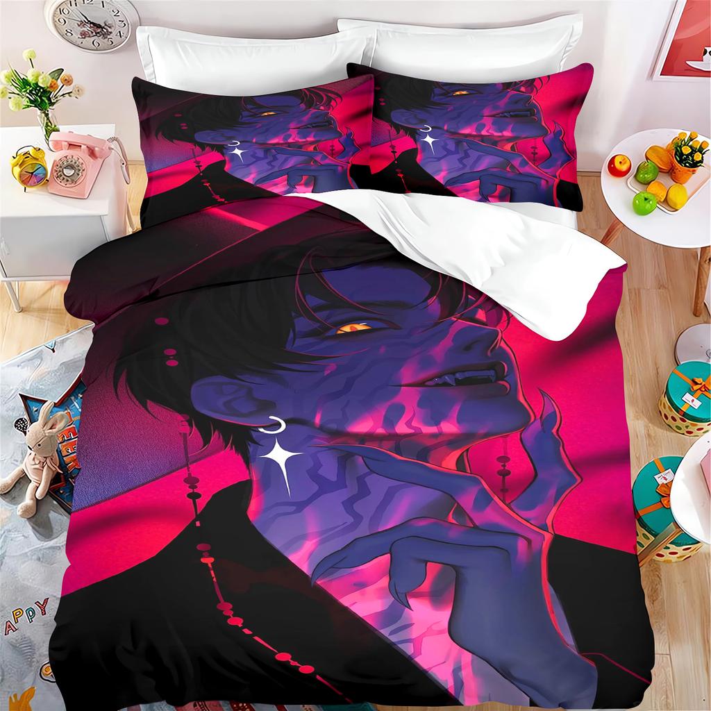 KPop Demon Hunters Anime 100% Polyester Bedding Set Duvet Cover Set Printed Cartoon Home Decor