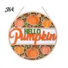 Hello Autumn Wood Plaque Harvest Wooden Wreath Pendant, Front Door Hanging Ornaments with Hemp Rope, Natural Fall Sign Pumpkins Maple Leaves