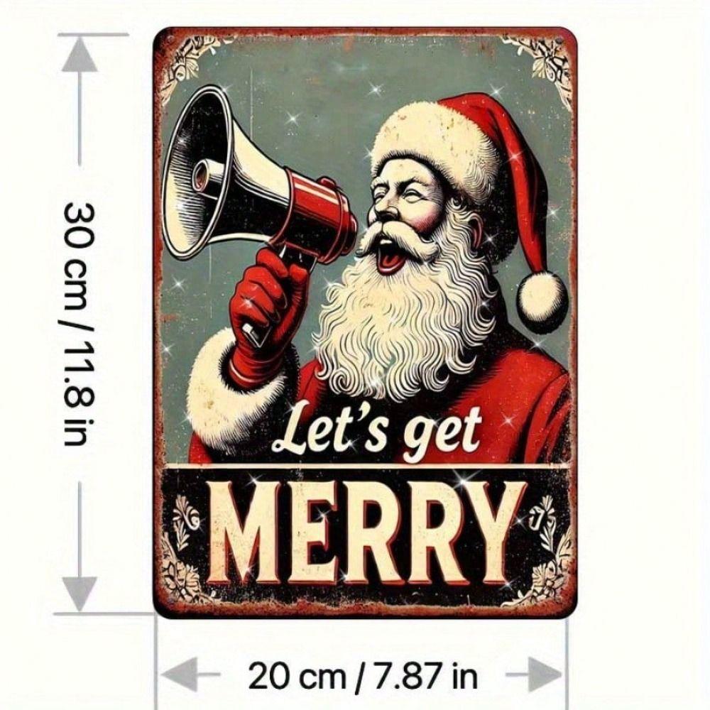 Metal Tin Sign Watercolor Christmas Tree Retro Wall Decor 20x30cm