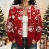 Women's Long Sleeve Christmas Print Cardigan Stylish Knit Outerwear for Winter Holidays