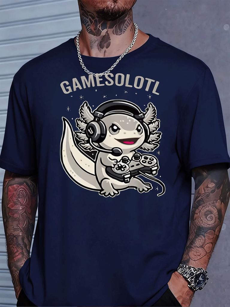 Mexican Salamander Gaming Axolotl TShirt 100 Cotton ONeck Short Sleeve Summer Casual Mens Tshirt Streetwear