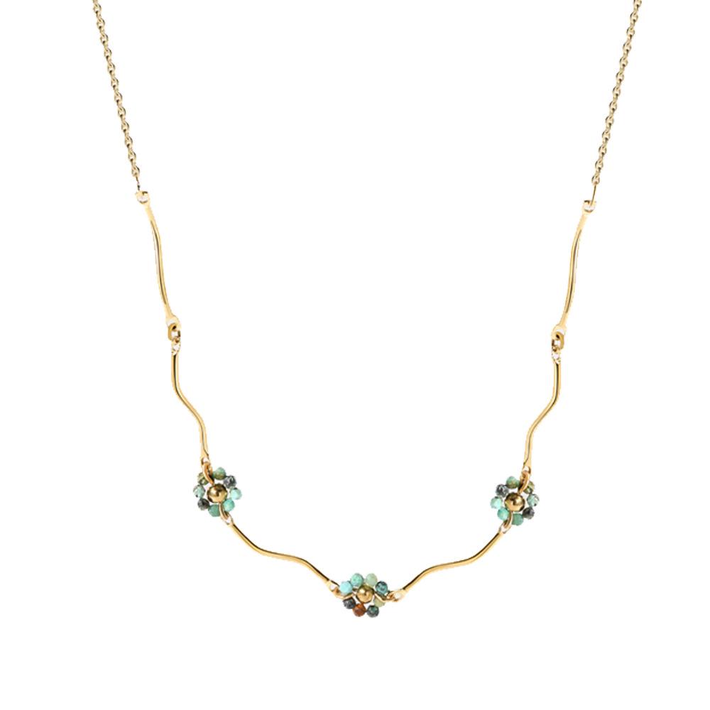 

Европейское и американское ожерелье ручной работы из титановой стали с бисерными цветами - Не выцветающий высококачественный акриловый чокер