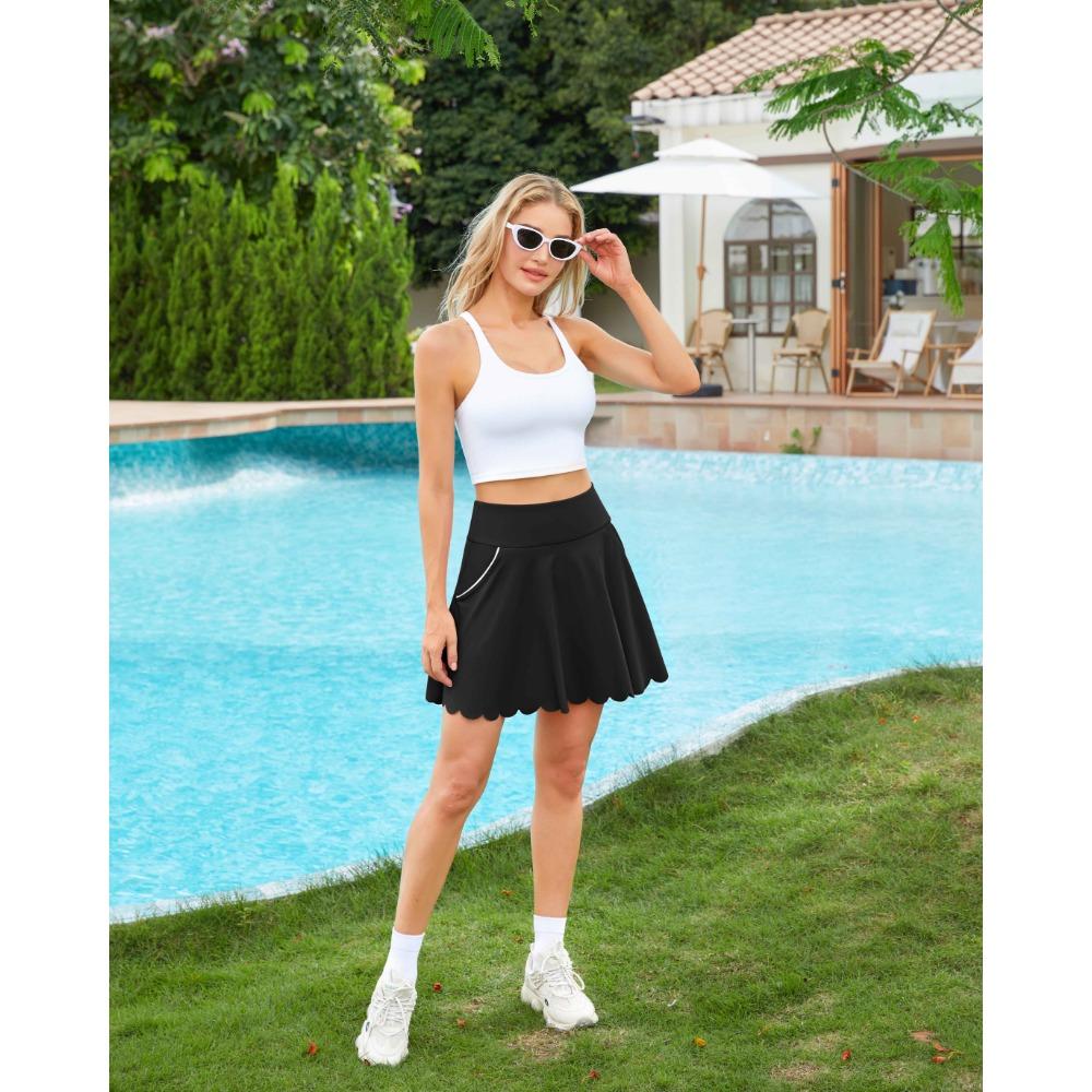 CHARMLEAKS Tennisröcke für Damen mit Shorts und Taschen Gewellter sportlicher Golf-Skort