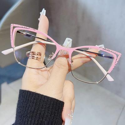 New Cat Eye Anti Blue Light Glasses Women Men Brand Designer Metal Frame Optical Computer Eyeglasses Clear Reading Eyewear