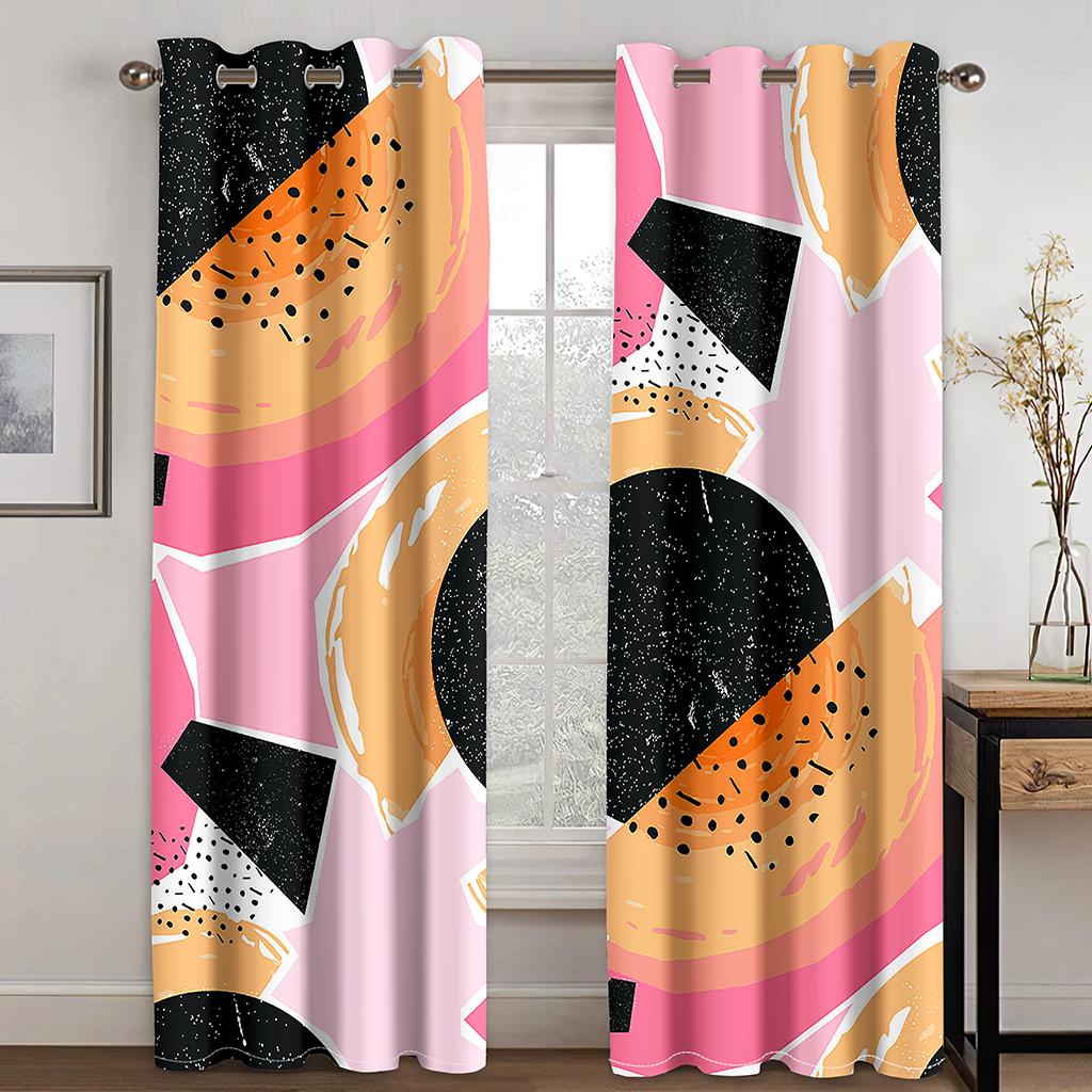 Mid-Century Modern Sunrise Mountain Printed Pattern Window Draperies & Curtains for Sliding Glass Door Home Office Decor