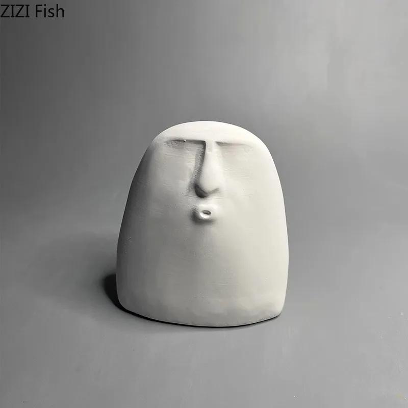 Abstract Stone Human Face Plaster Statue Desk Decoration Ornaments Creative Artwork Characters Sculpture Room Aesthetic Decor
