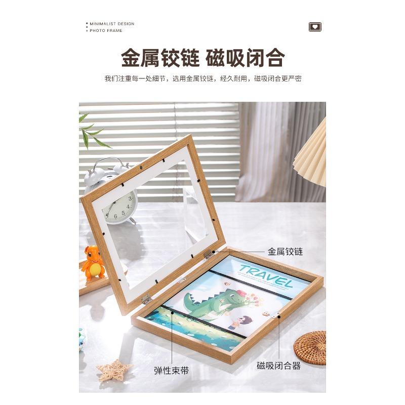 Ramki Artystyczne Drewniane Magnetyczne Otwierane od Przodu Zmienne Dziecięce Frametory Na Zdjęcia Rysunki Obrazy Wyświetlanie Albumy Ozdoba Domu